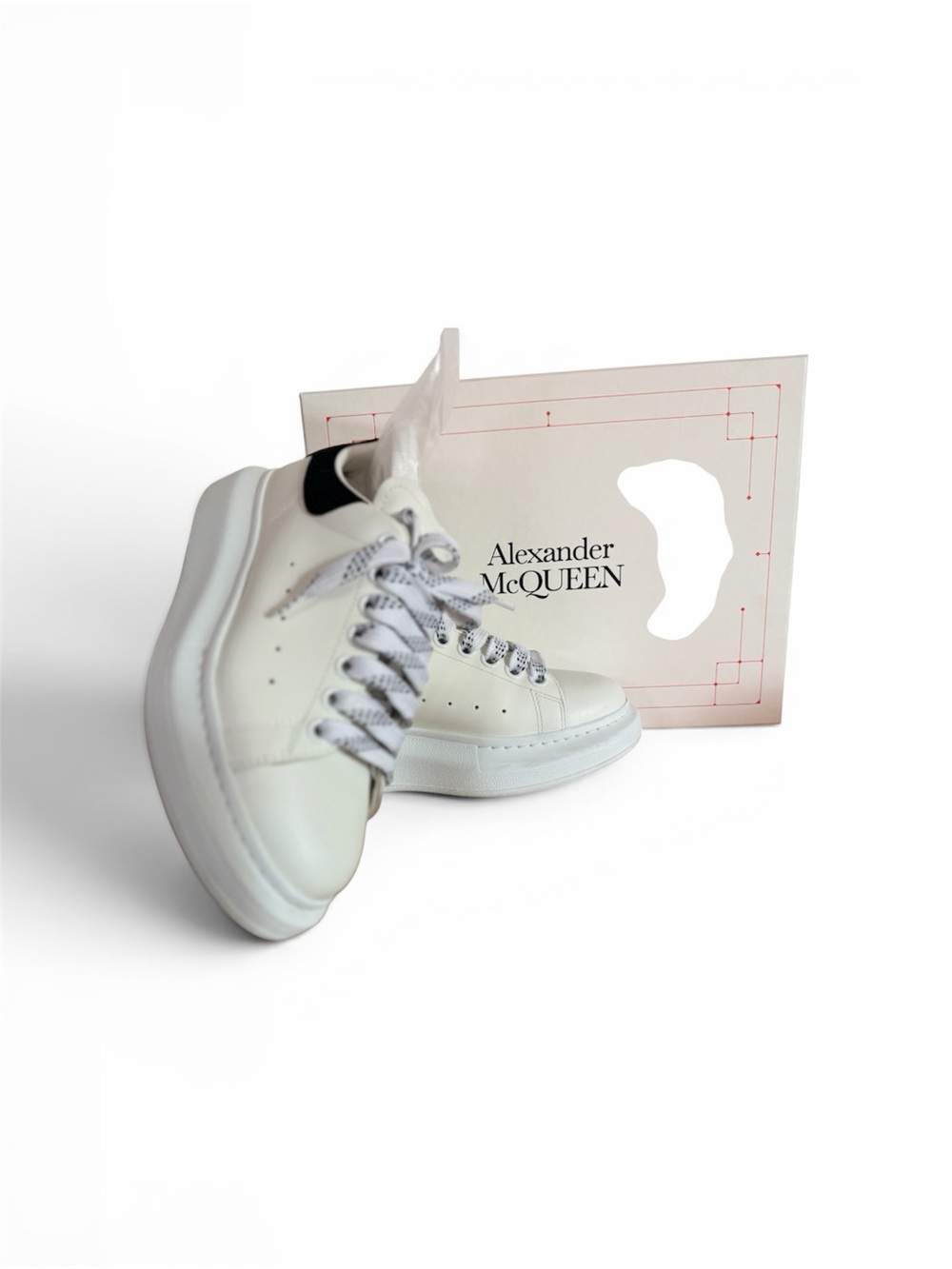 Alexander McQueen White Sneakers with Black Heel Tab